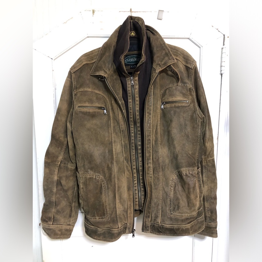 Overland Men’s Brush Leather removable collar/bib size Large